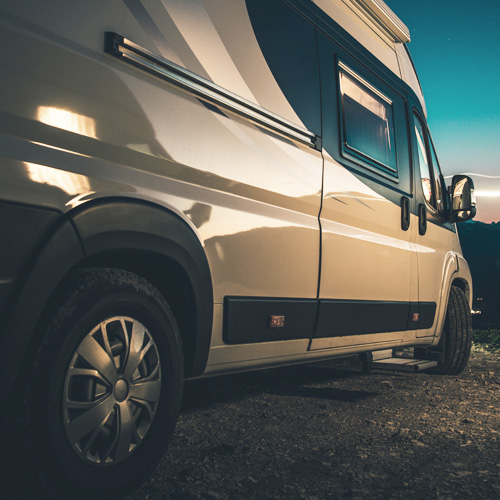 Side view of an adventure van