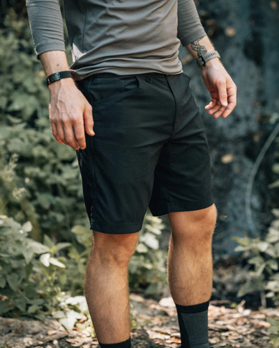 man wearing black shorts